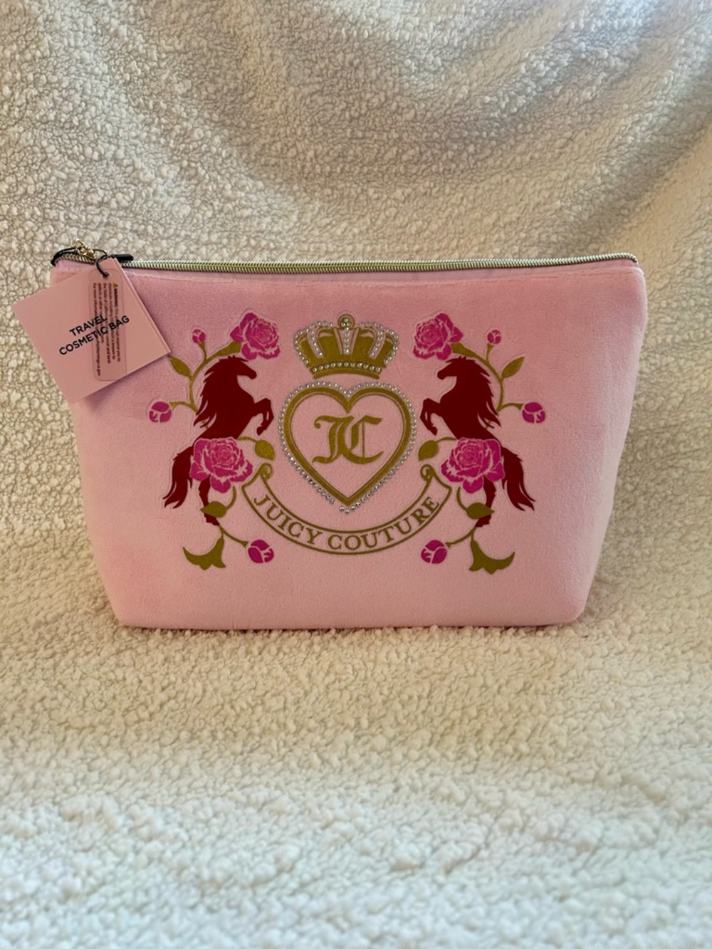 Juicy Couture Pink Velour Unicorn Travel Makeup Bag Cosmetic Case Y2K NWT